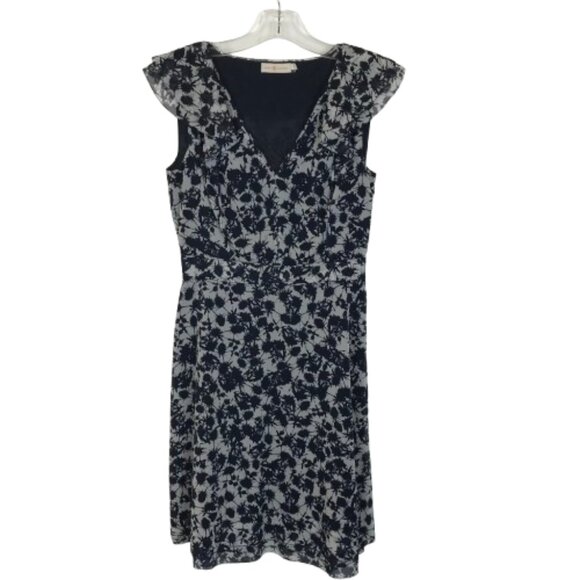 Tory Burch Womens Size 4 Marian Stretch Silk Dress in Saphire Blue Thistle - Picture 3 of 6